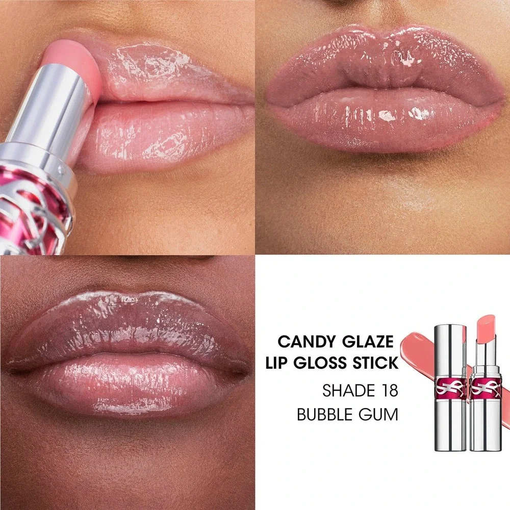 NEW YSL Loveshine Candy Glaze Lip Gloss Stick 2 Healthy Glow Plumper Gold LUXE